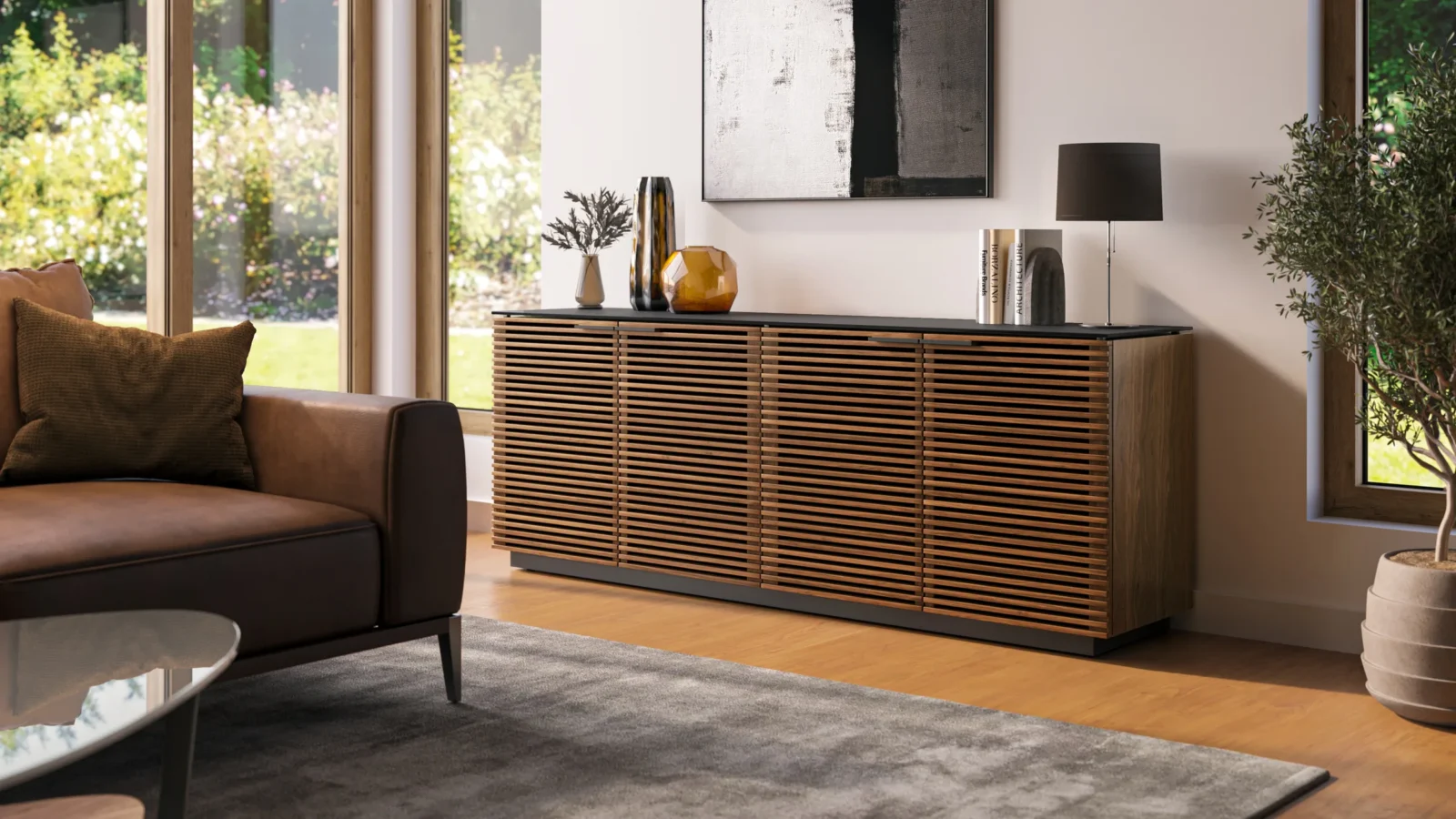 corridor-storage-8109-BDI-modern-louvered-cabinet-walnut-slider-5